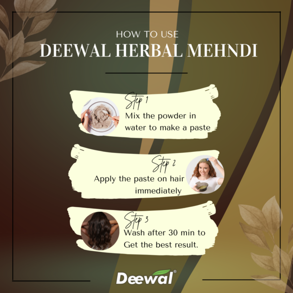 Deewal Herbal Mehndi Brown | For both men and women (Pack of 3) - Image 3