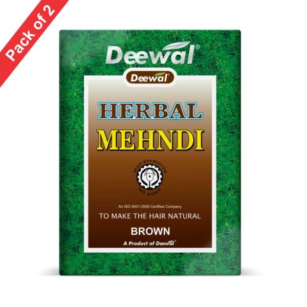 Deewal Herbal Mehndi Brown | Natural Henna Powder for Brown Hair Color and Hair Growth | For both men and women (Pack of 2)